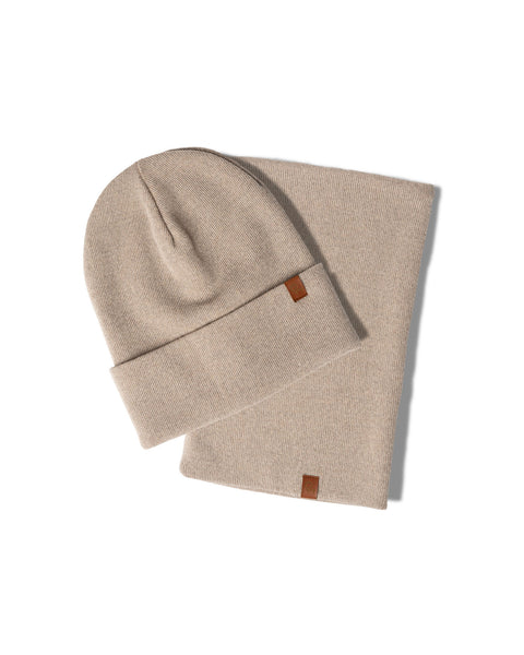 Women&#39;s Knitted Beanie &amp; Gaiter 2-Piece Set Creamy beige