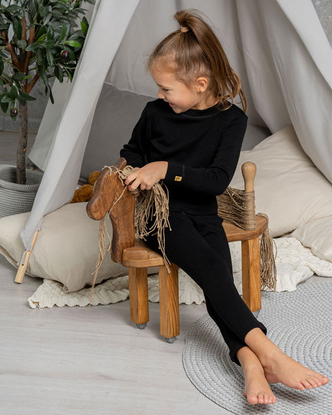Kids&#39; Long Sleeve Set 250 Merino Black