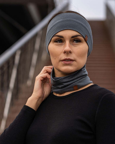 Women&#39;s Headband and Gaiter Set Perfect Grey