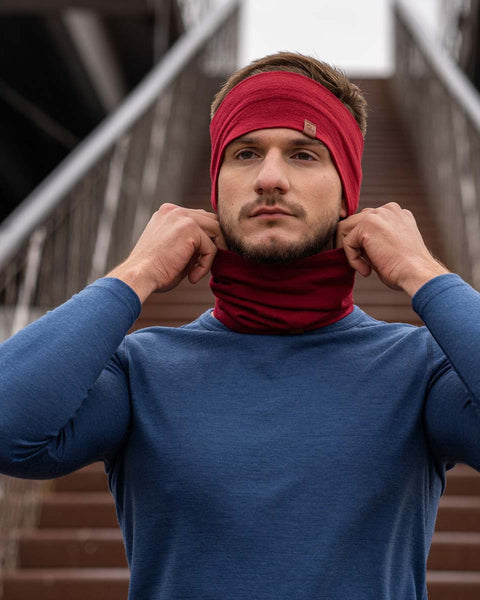 Men&#39;s Headband and Gaiter Set Royal Cherry